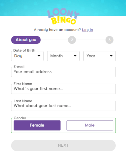 Loony Bingo Registration Form